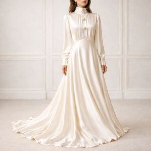 Christopher Kane Maxi White Gown, Pearl Dome High Neck NWT size 6 Wedding